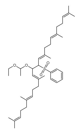Benzene, [[(3E,7E)-2-(1-ethoxyethoxy)-4,8,12-trimethyl-1-[(1E,5E)-2,6,10-trimethyl-1,5,9-undecatrien-1-yl]-3,7,11-tridecatrien-1-yl]sulfonyl]- 结构式