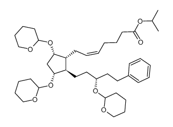5-Heptenoic acid, 7-[(1R,2R,3R,5S)-2-[(3R)-5-phenyl-3-[(tetrahydro-2H-pyran-2-yl)oxy]pentyl]-3,5-bis[(tetrahydro-2H-pyran-2-yl)oxy]cyclopentyl]-, 1-methylethyl ester, (5Z)- 结构式