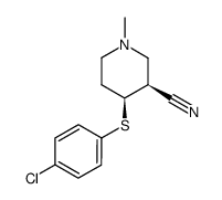 顺式-4-[(4-氯苯基)硫代]-1-甲基-3-哌啶甲腈 结构式