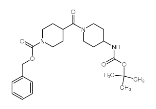 4-(4-TERT-BUTOXYCARBONYLAMINO-PIPERIDINE-1-CARBONYL)-PIPERIDINE-1-CARBOXYLIC ACID BENZYL ESTER 结构式