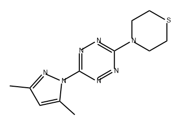 3-(3,5-二甲基-1H-吡唑-1-基)-6-(4-硫代吗啉基)-1,2,4,5-四嗪 结构式