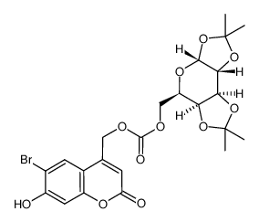 α-D-Galactopyranose, 1,2:3,4-bis-O-(1-methylethylidene)-, (6-bromo-7-hydroxy-2-oxo-2H-1-benzopyran-4-yl)methyl carbonate 结构式