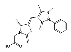 3-Thiazolidineacetic acid, 5-[(2,3-dihydro-1,5-dimethyl-3-oxo-2-phenyl-1H-pyrazol-4-yl)methylene]-4-oxo-2-thioxo- 结构式