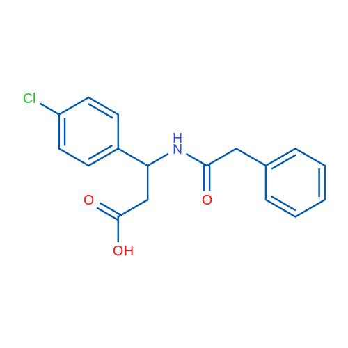 3-(4-氯苯基)-3-(2-苯基乙酰氨基)丙酸 结构式