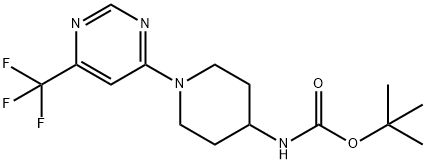 1-[6-(三氟甲基)嘧啶-4-基]哌啶-4-基氨基甲酸叔丁酯 结构式