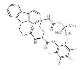 Nα-芴甲氧羰基-Nδ-叔丁氧羰基-L-鸟氨酸五氟苯酯 结构式