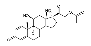 9-氯-11β,17,21-三羟基孕甾-1,4-二烯-3,20-二酮-21-乙酸酯 结构式