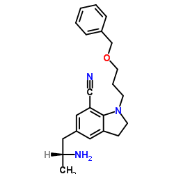 5-[(2R)-2-氨基丙基]-2,3-二氢-1-[3-(苄氧基)丙基]-1H-吲哚-7-腈 结构式