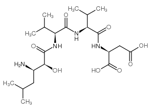 N-[(2S,3R)-3-氨基-2-羟基-5-甲基-1-氧代己基]-L-缬氨酰-L-缬氨酰-L-天冬氨酸 结构式