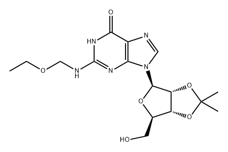 N-(乙氧甲基)-2',3'-O-(1-甲基亚乙基)鸟苷 结构式