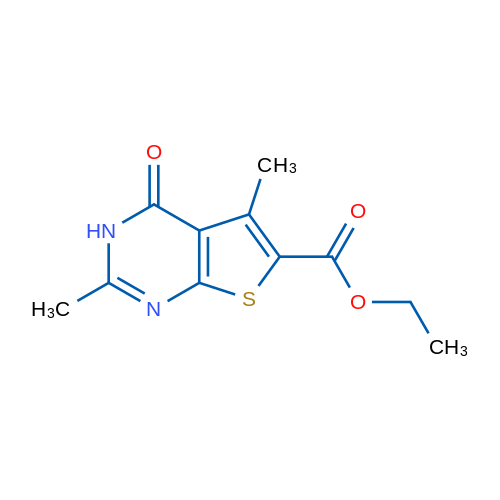 2,5-二甲基-4-氧代-3,4-二氢噻吩并[2,3-d]嘧啶-6-羧酸乙酯 结构式