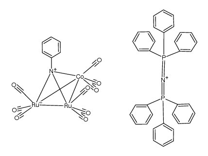 Phosphorus(1+), triphenyl(P,P,P-triphenylphosphine imidato-N)-, (T-4)-[μ3-[benzenaminato(2-)]]hexacarbonyl(tricarbonylcobaltate)diruthenate(1-) (2Co-Ru)(Ru-Ru) (9CI) 结构式