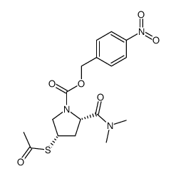 1-Pyrrolidinecarboxylic acid, 4-(acetylthio)-2-[(dimethylamino)carbonyl]-, (4-nitrophenyl)methyl ester, (2S,4S)- 结构式