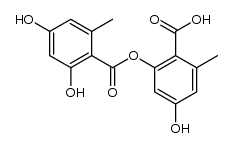 2,4-二羟基-6-甲基苯甲酸-2-羧基-5-羟基-3-甲基苯酯 结构式