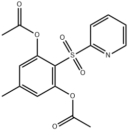 5-甲基-2-(2-吡啶基磺酰基)-1,3-亚苯基二乙酸酯 结构式