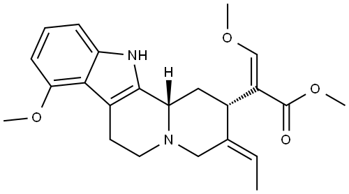 Corynan-16-carboxylic acid, 16,17,19,20-tetradehydro-9,17-dimethoxy-, methyl ester, (16E,19Z)- (9CI) 结构式