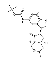 Carbamic acid, N-[9-[(4aR,6S,7aS)-hexahydro-2-methyl-5-methylenecyclopenta-1,3-dioxin-6-yl]-6-iodo-9H-purin-2-yl]-, 1,1-dimethylethyl ester 结构式
