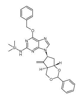 9H-Purin-2-amine, 9-[(4aR,6S,7aS)-hexahydro-5-methylene-2-phenylcyclopenta-1,3-dioxin-6-yl]-6-(phenylmethoxy)-N-(trimethylsilyl)- 结构式