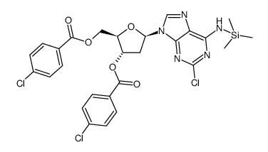 Adenosine, 2-chloro-2'-deoxy-N-(trimethylsilyl)-, 3',5'-bis(4-chlorobenzoate) 结构式