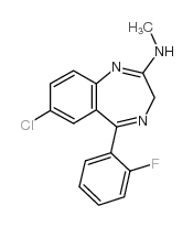 7-氯-5-(2-氟苯基)-2-甲基氨基-3H-1,4-苯并二氮杂卓 结构式