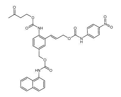 [3-[3-[[[(4-Nitrophenyl)amino]carbonyl]oxy]-1-propen-1-yl]-4-[[(3-oxobutoxy)carbonyl]amino]phenyl]methyl N-1-naphthalenylcarbamate 结构式