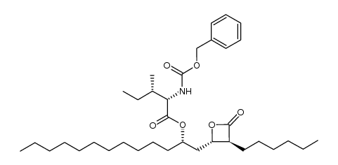 L-Isoleucine, N-[(phenylmethoxy)carbonyl]-, (1S)-1-[[(2S,3S)-3-hexyl-4-oxo-2-oxetanyl]methyl]dodecyl ester 结构式