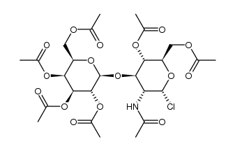 α-D-Glucopyranosyl chloride, 2-(acetylamino)-2-deoxy-3-O-(2,3,4,6-tetra-O-acetyl-β-D-galactopyranosyl)-, 4,6-diacetate 结构式