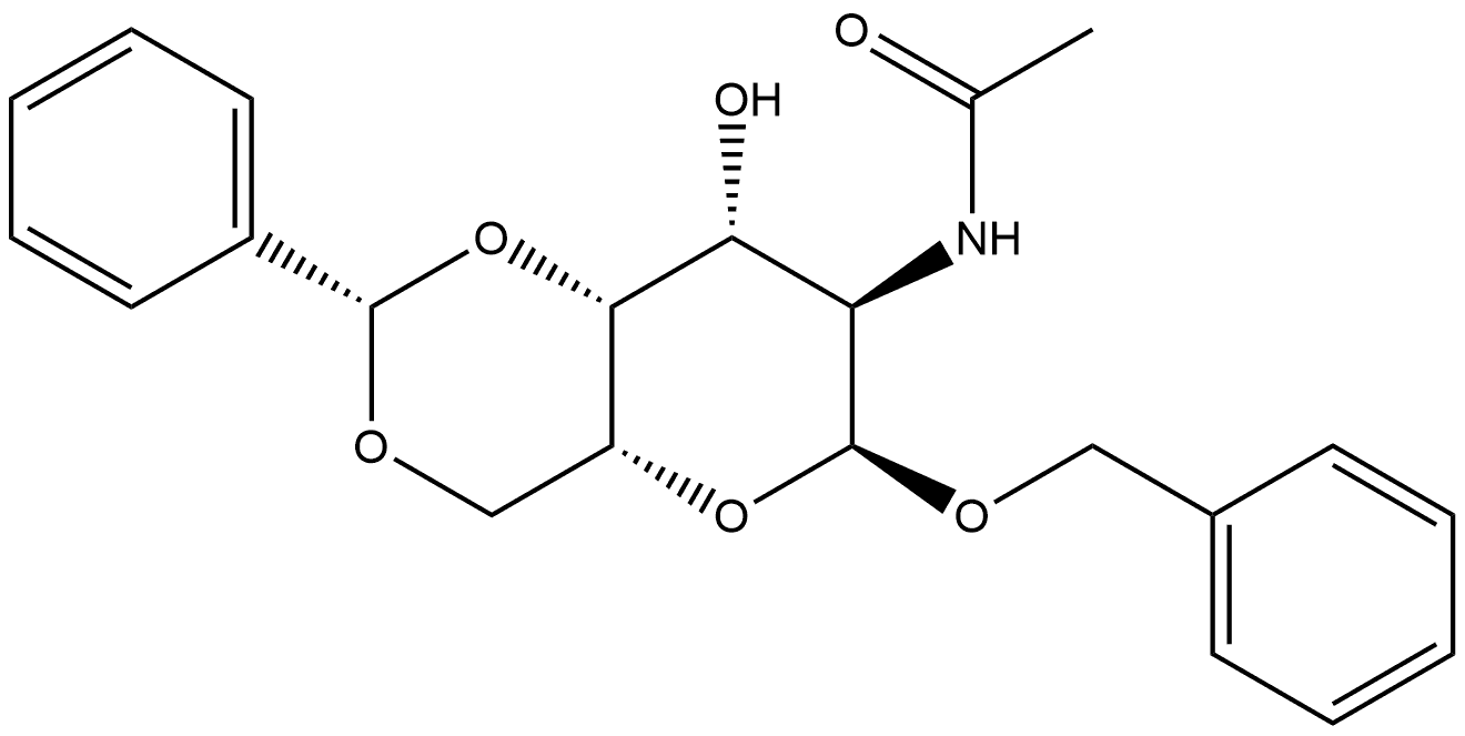 苄基 2-乙酰氨基-2-脱氧-4,6-O-[(S)-苯亚甲基]-α-D-吡喃半乳糖苷 结构式