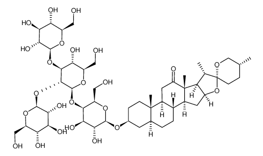 Spirostan-12-one, 3-[[O-β-D-glucopyranosyl-(1→2)-O-[β-D-glucopyranosyl-(1→3)]-O-β-D-glucopyranosyl-(1→4)-β-D-galactopyranosyl]oxy]-, (3β,5α,25R)- 结构式