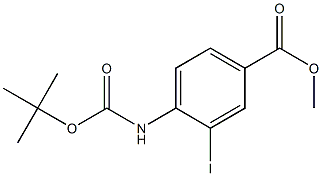 4-((叔丁氧基羰基)氨基)-3-碘苯甲酸甲酯 结构式