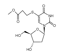 Propanoic acid, 3-[[1-(2-deoxy-β-D-erythro-pentofuranosyl)-1,2,3,4-tetrahydro-2,4-dioxo-5-pyrimidinyl]thio]-, methyl ester 结构式