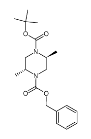 1,4-Piperazinedicarboxylic acid, 2,5-dimethyl-, 4-(1,1-dimethylethyl) 1-(phenylmethyl) ester, (2R,5S)- 结构式