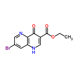 7-溴-4-氧代-1,4-二氢-1,5-萘啶-3-羧酸乙酯 结构式