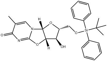 5'-O-叔丁基二苯基硅基-5-甲基-2,2'-脱水尿苷 结构式