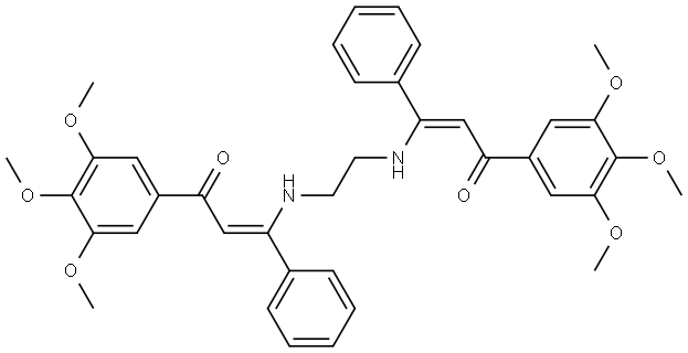 2-Propen-1-one, 3,3′-(1,2-ethanediyldiimino)bis[3-phenyl-1-(3,4,5-trimethoxyphenyl)-, (2Z,2′Z)- 结构式