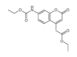 2H-1-Benzopyran-4-acetic acid, 7-[(ethoxycarbonyl)amino]-2-oxo-, ethyl ester 结构式