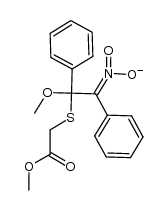 Acetic acid, 2-[(1-methoxy-2-nitro-1,2-diphenylethyl)thio]-, methyl ester, ion(1-) 结构式