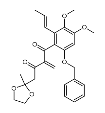 1,3-Butanedione, 1-[3,4-dimethoxy-6-(phenylmethoxy)-2-(1E)-1-propen-1-ylphenyl]-4-(2-methyl-1,3-dioxolan-2-yl)-2-methylene- 结构式