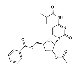 Cytidine, 3'-deoxy-N-(2-methyl-1-oxopropyl)-, 2'-acetate 5'-benzoate 结构式