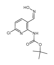 N-[6-氯-3-(羟基亚氨基甲基)-2-吡啶基]氨基甲酸叔丁酯 结构式