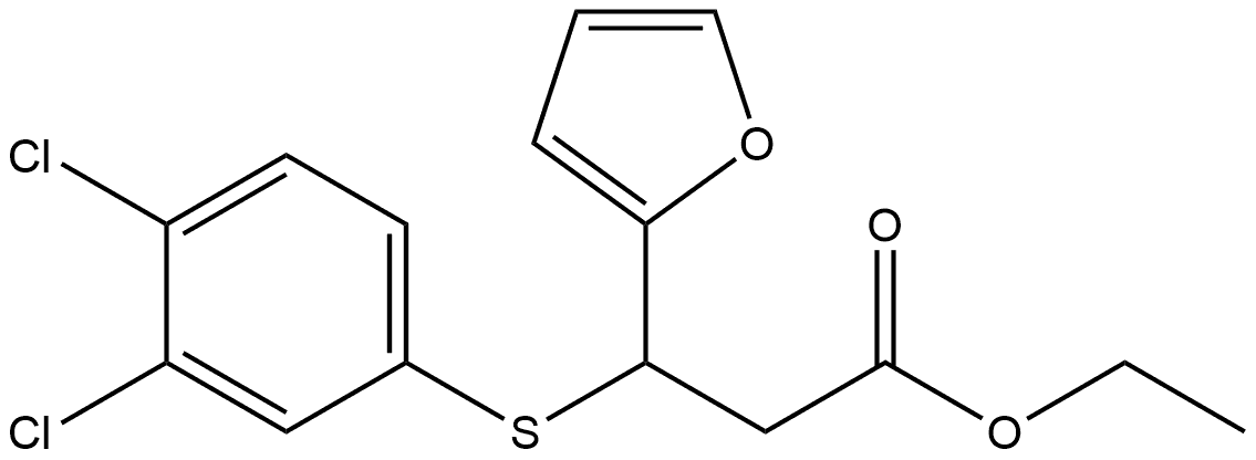 2-Furanpropanoic acid, β-[(3,4-dichlorophenyl)thio]-, ethyl ester 结构式