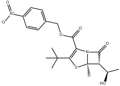 4-Thia-1-azabicyclo[3.2.0]hept-2-ene-2-carboxylic acid, 3-(1,1-dimethylethyl)-6-[(1R)-1-hydroxyethyl]-7-oxo-, (4-nitrophenyl)methyl ester, (5R,6S)- 结构式