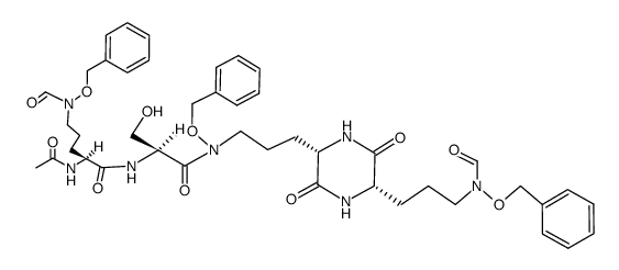 L-Serinamide, N2-acetyl-N5-formyl-N5-(phenylmethoxy)-L-ornithyl-N-[3-[5-[3-[formyl(phenylmethoxy)amino]propyl]-3,6-dioxo-2-piperazinyl]propyl]-N-(phenylmethoxy)-, (2S-cis)- (9CI) 结构式