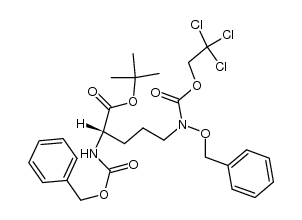 L-Ornithine, N5-(phenylmethoxy)-N2-[(phenylmethoxy)carbonyl]-N5-[(2,2,2-trichloroethoxy)carbonyl]-, 1,1-dimethylethyl ester 结构式