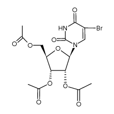 5-溴-1-(2,3,5-三-O-乙酰基-β-D-阿拉伯呋喃糖基)-2,4(1H,3H)-嘧啶二酮 结构式