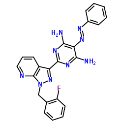 2-[1-(2-氟苄基)-1H-吡唑并[3,4-b]吡啶-3-基]-5-[(E)-苯基重氮-1-基]嘧啶-4,6-二胺 结构式