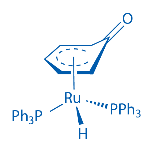 氢[(1,2,3,4,5-η)-6-氧代-2,4-环己二烯-1-基]双(三苯基膦)合钌 结构式