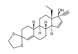 18,19-Dinorpregna-4,15-dien-20-yn-3-one, 13-ethyl-17-hydroxy-, cyclic 1,2-ethanediyl mercaptole, (17α)- (9CI) 结构式