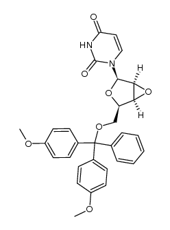 2,4(1H,3H)-Pyrimidinedione, 1-[2,3-anhydro-5-O-[bis(4-methoxyphenyl)phenylmethyl]-β-D-lyxofuranosyl]- 结构式