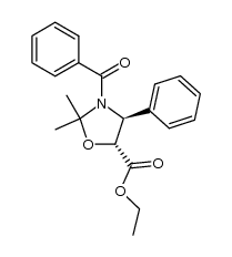 5-Oxazolidinecarboxylic acid, 3-benzoyl-2,2-dimethyl-4-phenyl-, ethyl ester, (4S,5R)- 结构式